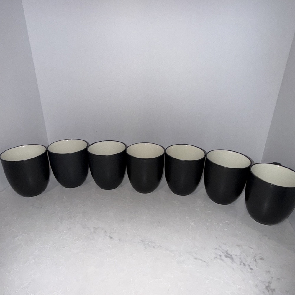 Noritake Colorwave Graphite 8034Y Black White Stoneware Coffee Mug Set Of 7